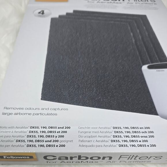 AeraMax Fellowes Carbon Filters for AeraMax Air Purifiers 4 Carbon Filters NIB - Picture 2 of 3